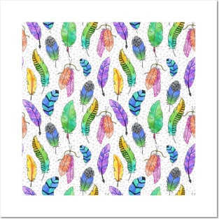 Colorful Fun Doodle Feathers Posters and Art